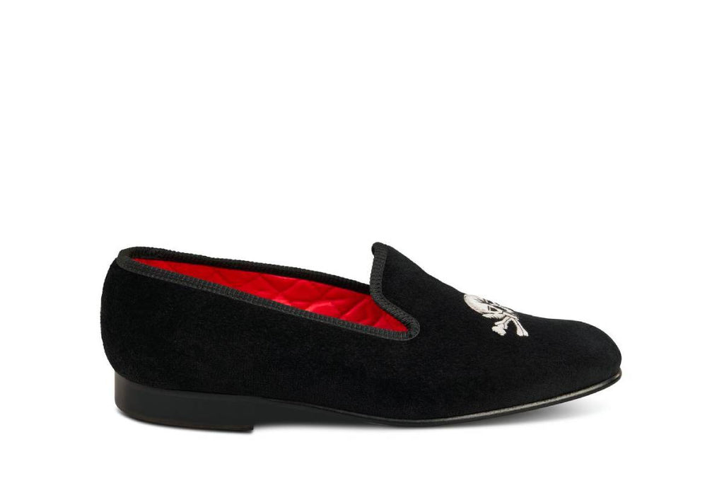 SKULL & BONES VELVET SLIPPER – R E Tricker Ltd display picture 3