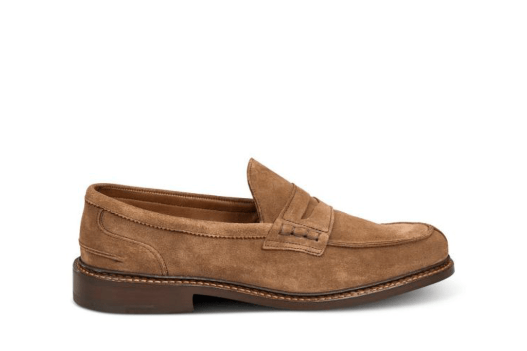 Tan suede top penny loafers