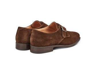 Mayfair Single Buckle Monk Shoe - Chocolate Suede - R E Tricker Ltd