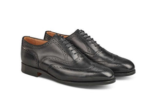 Piccadilly Brogue Oxford City Shoe - Black - R E Tricker Ltd