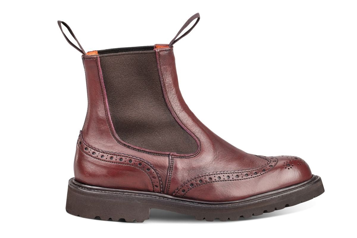 Burgundy brogue hot sale chelsea boots