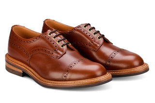 7047 - Men's Derby ToeCap Brogue - Beechnut Antique - R E Tricker Ltd