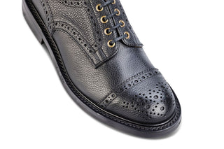 7047 - Men's Derby ToeCap Brogue - Black Scotch Grain - R E Tricker Ltd