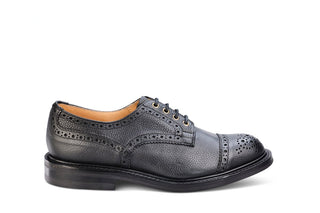 7047 - Men's Derby ToeCap Brogue - Black Scotch Grain - R E Tricker Ltd