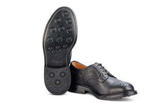 7047 - Men's Derby ToeCap Brogue - Black Scotch Grain - R E Tricker Ltd