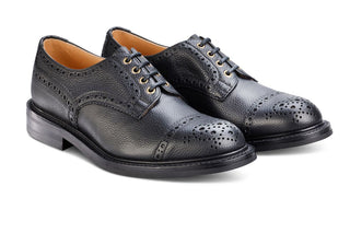 7047 - Men's Derby ToeCap Brogue - Black Scotch Grain - R E Tricker Ltd