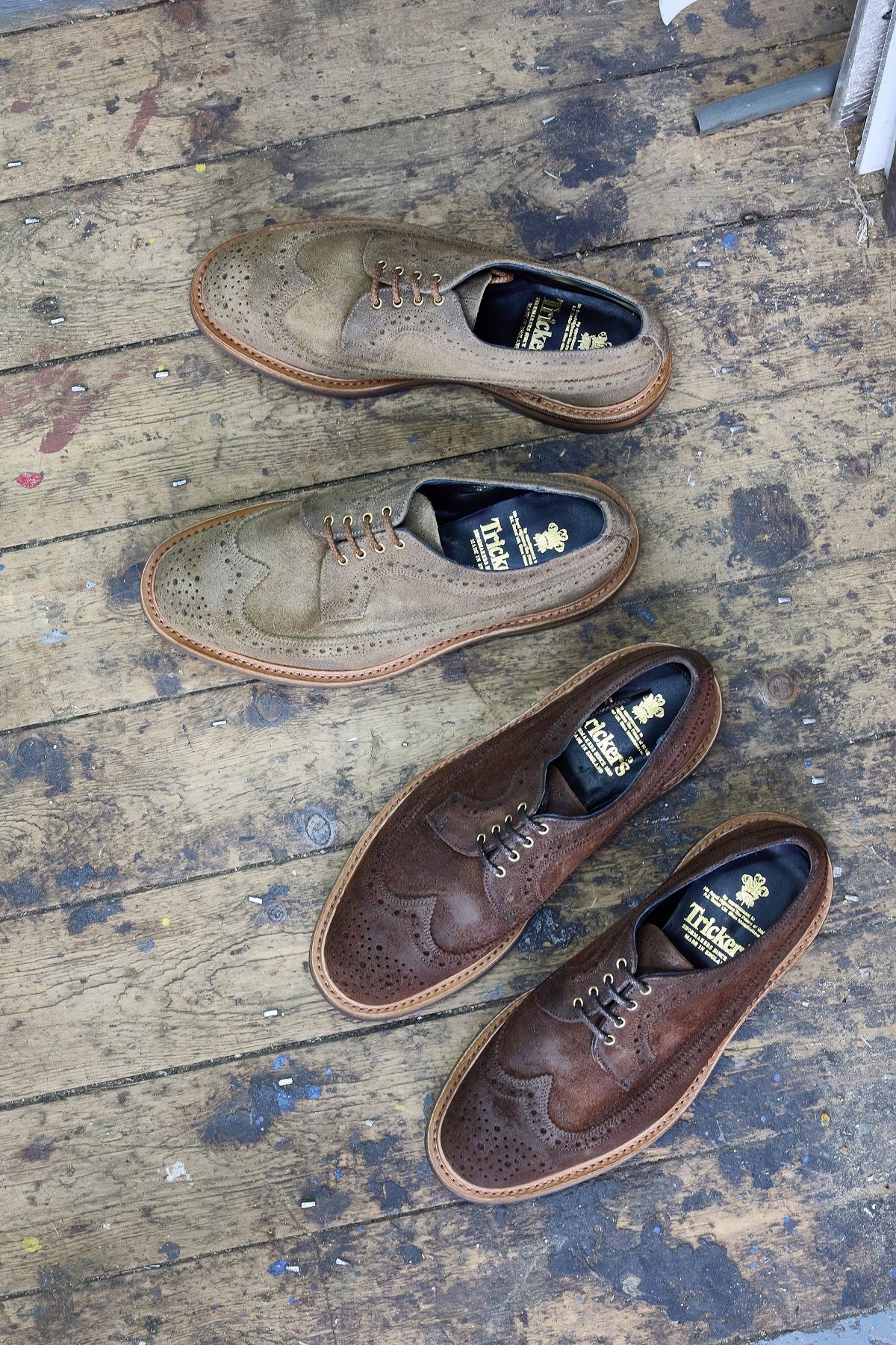 Richard Longwing Brogue - Ridge Reverse Suede – R E Tricker Ltd