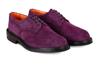 Anne Brogue Country Shoe - Burgundy/Black Reverse Kudu - R E Tricker Ltd