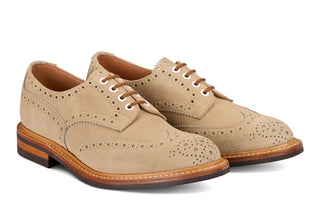 Bourton Country Shoe - Beige Suede - R E Tricker Ltd
