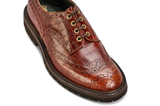 Bourton Country Shoe - Brown Mock Croc - R E Tricker Ltd