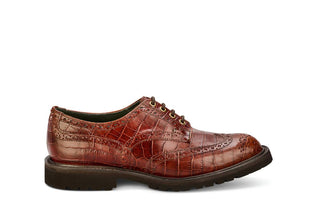 Bourton Country Shoe - Brown Mock Croc - R E Tricker Ltd