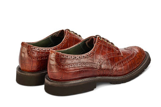 Bourton Country Shoe - Brown Mock Croc - R E Tricker Ltd