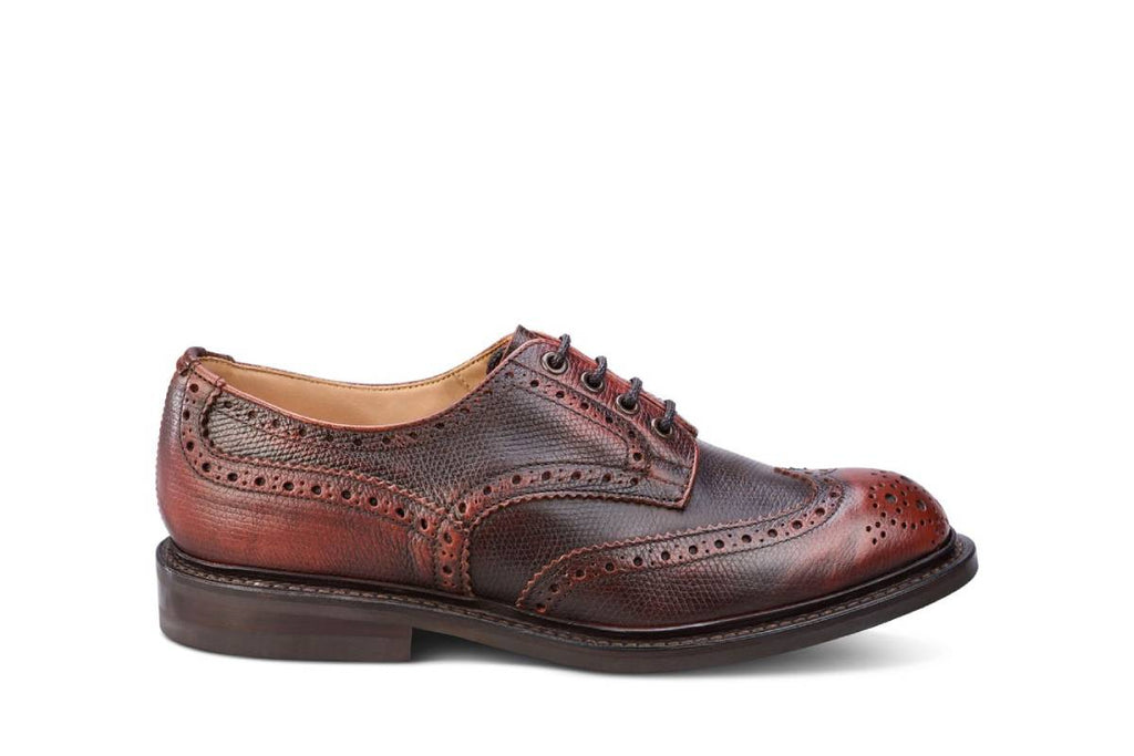 Bourton Country Shoe - Burgundy Cross Hatch – R E Tricker Ltd