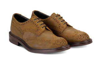 Bourton Country Shoe - Snuff Waxed Suede - R E Tricker Ltd