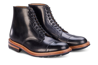 Brett ToeCap Boot - Black Cordovan - R E Tricker Ltd