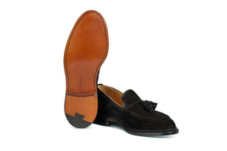 Elton Tassel Loafer - Black Castorino Suede - R E Tricker Ltd
