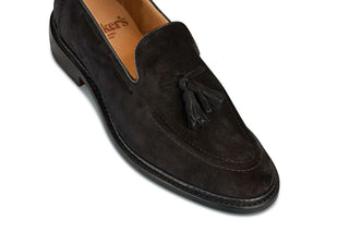Elton Tassel Loafer - Black Castorino Suede - R E Tricker Ltd