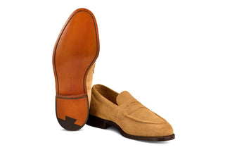 Havard Penny Loafer - Cashew Castorino Suede - R E Tricker Ltd