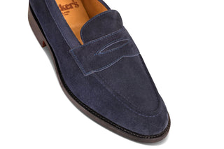 Havard Penny Loafer - Denim Castorino Suede - R E Tricker Ltd