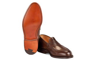 Havard Street Penny Loafer - Espresso Burnished Calf - R E Tricker Ltd