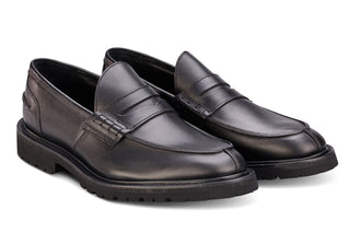 James Penny Loafer - Black Waxy Hidro - R E Tricker Ltd