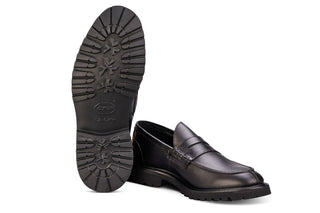 James Penny Loafer - Black Waxy Hidro - R E Tricker Ltd
