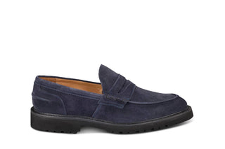 James Penny Loafer - Navy Castorino Suede - R E Tricker Ltd