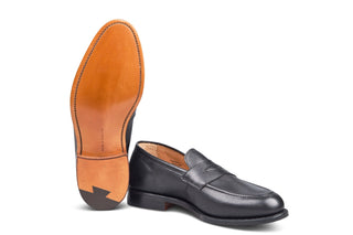 Jermyn Street Penny Loafer - Black Calf - R E Tricker Ltd