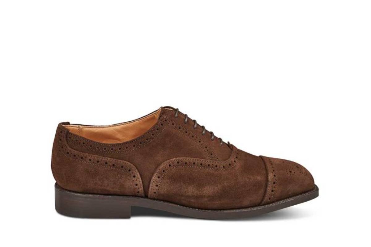 Kensington Toecap Oxford City Shoe Chocolate Suede – R E Tricker Ltd