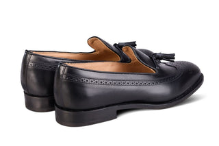 Leydon Tassel Loafer - Black Calf - R E Tricker Ltd