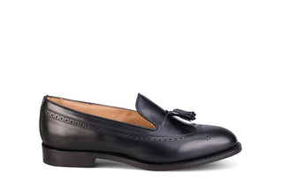 Leydon Tassel Loafer - Black Calf - R E Tricker Ltd