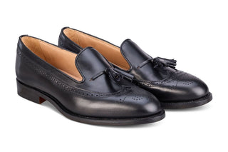 Leydon Tassel Loafer - Black Calf - R E Tricker Ltd