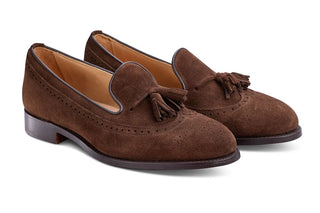 Leydon Tassel Loafer - Chocolate Repello Suede - R E Tricker Ltd