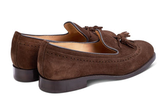 Leydon Tassel Loafer - Chocolate Repello Suede - R E Tricker Ltd