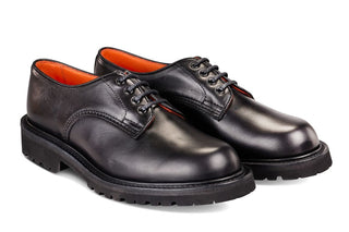Linda Derby Tramper Shoe - Black Ecopel - R E Tricker Ltd