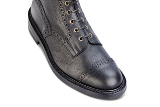 M7527 - Men's Derby ToeCap Boot - Black Scotch Grain - R E Tricker Ltd