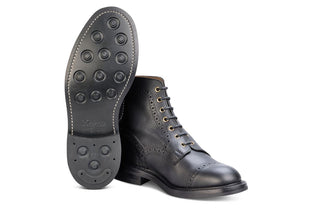 M7527 - Men's Derby ToeCap Boot - Black Scotch Grain - R E Tricker Ltd