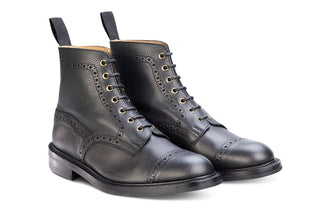 M7527 - Men's Derby ToeCap Boot - Black Scotch Grain - R E Tricker Ltd