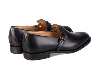 Niles Single Buckle Loafer - Black Calf - R E Tricker Ltd