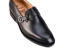 Niles Single Buckle Loafer - Black Calf - R E Tricker Ltd