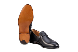 Niles Single Buckle Loafer - Black Calf - R E Tricker Ltd