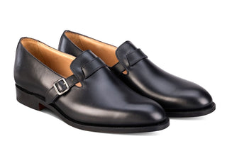 Niles Single Buckle Loafer - Black Calf - R E Tricker Ltd