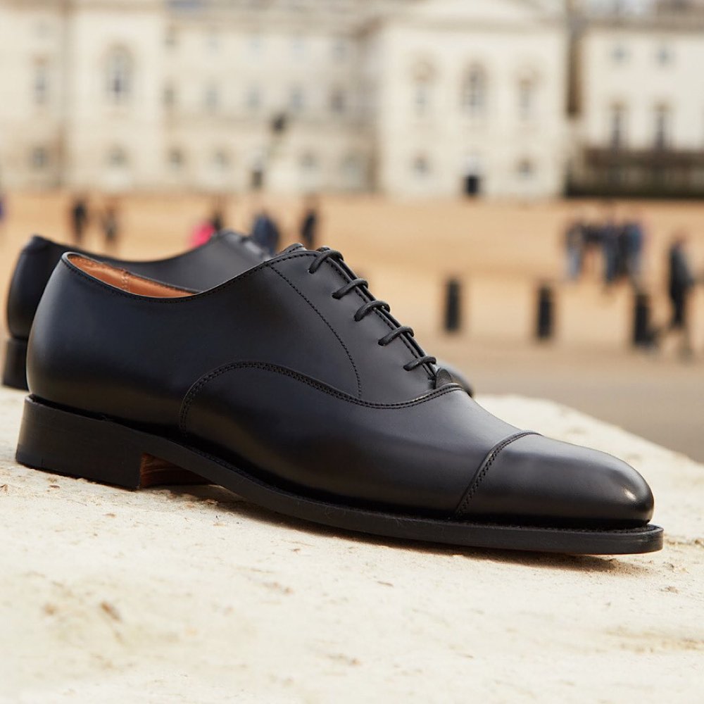 Regent Plain Toecap Oxford City Shoe - Black – R E Tricker Ltd