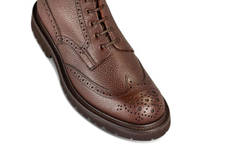 Stephy Brogue Boot - Dark Brown Olivvia Scotch Grain - R E Tricker Ltd