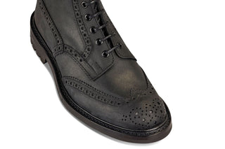 Stow Country Boot - Black Waxy Commander (6 Fitting) - R E Tricker Ltd