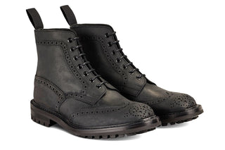 Stow Country Boot - Black Waxy Commander (6 Fitting) - R E Tricker Ltd