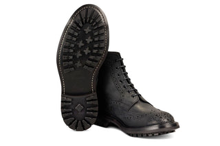 Stow Country Boot - Black Waxy Commander (6 Fitting) - R E Tricker Ltd