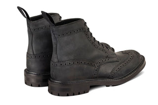 Stow Country Boot - Black Waxy Commander (6 Fitting) - R E Tricker Ltd