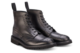 Stow Country Boot - Black Waxy Hidro - R E Tricker Ltd
