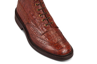 Stow Country Boot - Brown Mock Croc - R E Tricker Ltd
